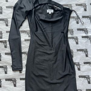 Superdown Gray Bodycon Dress Asymmetrical One Shoulder